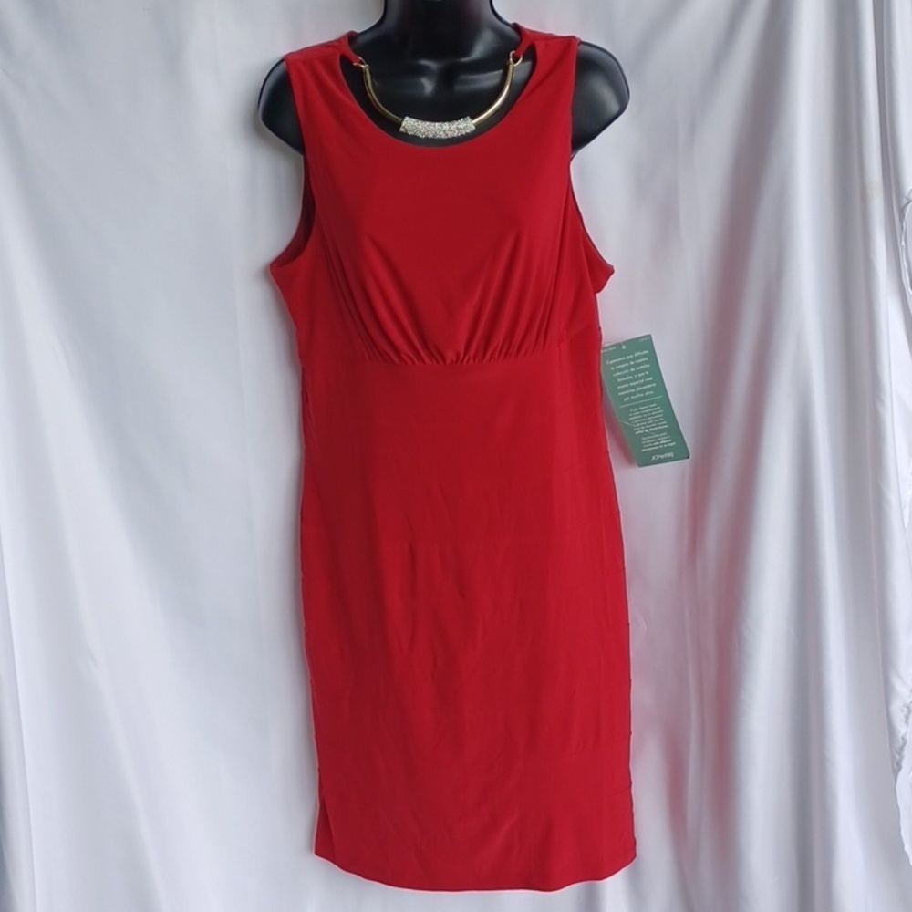 JACKIE JON New York Formal Dress, Red, 20" PTP, stretchy, 40" L